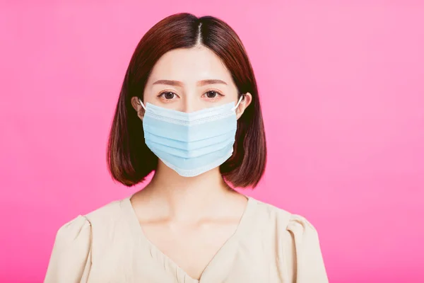 Close Young Woman Medical Mask Her Face — Stock Photo, Image