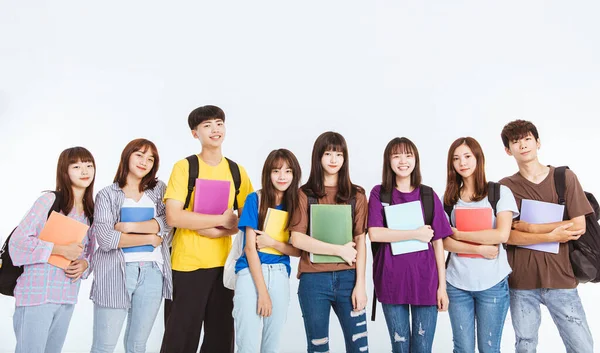 Feliz Adolescente Estudiante Grupo Pie Juntos — Foto de Stock