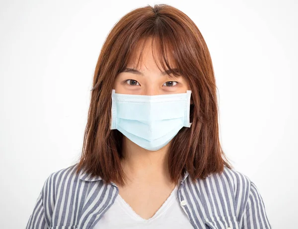 Close Portret Nastolatki Azji Dziewczyna Nosić Maskę Medyczną — Zdjęcie stockowe