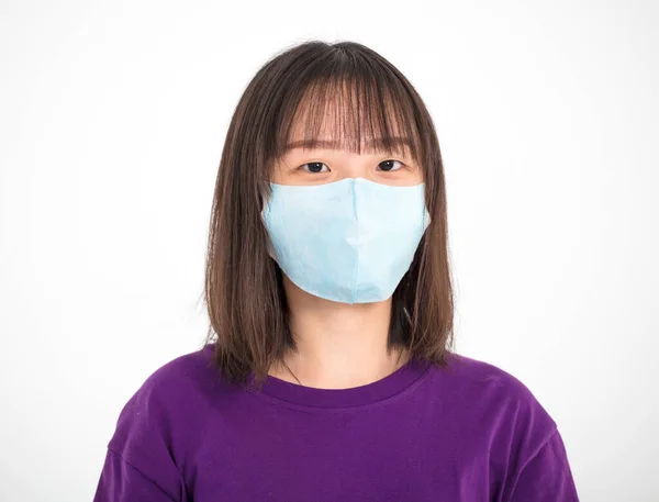 Asiatico Adolescente Ragazza Indossare Medico Faccia Maschera — Foto Stock