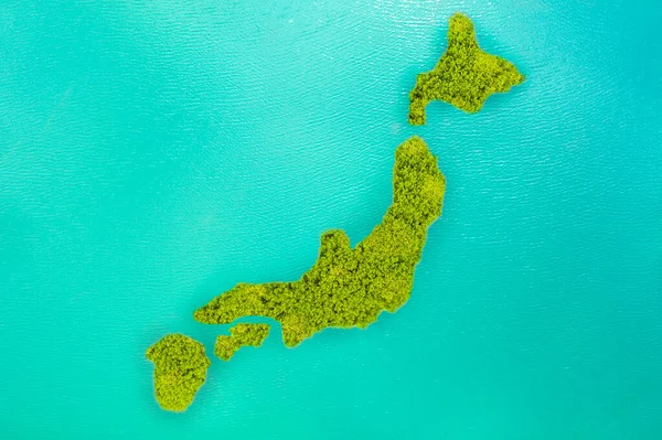 Aerial View Small Green Island Shape Looks Japan — Stock Photo, Image