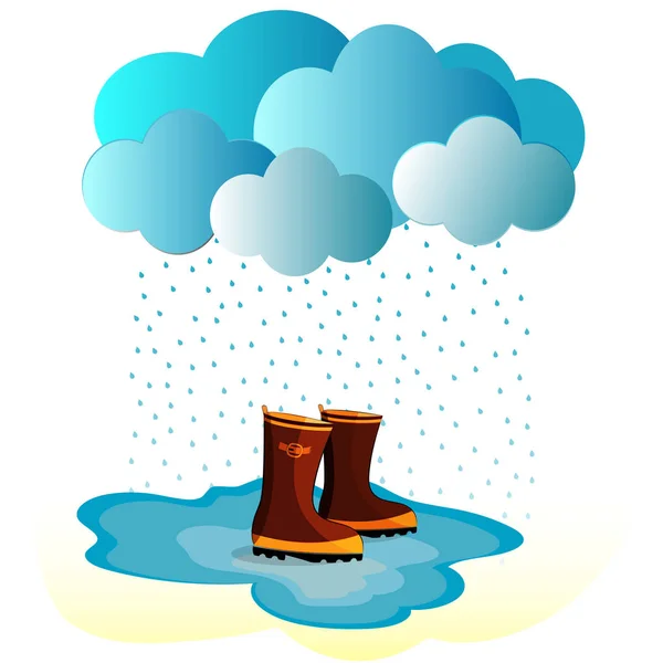 Rubber Boots Puddle Rain — Stock Vector