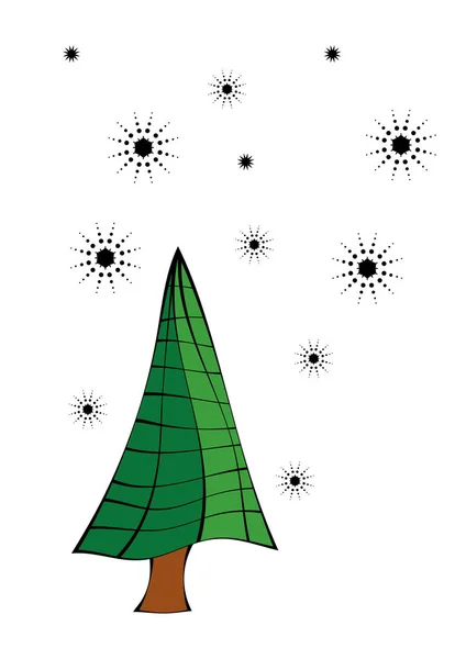 Árvore Natal Flocos Neve Fundo Branco — Vetor de Stock