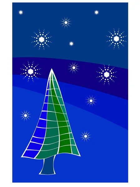 Backgroundund 上的圣诞树和雪花 — 图库矢量图片