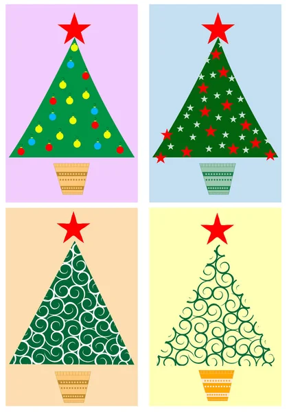 抽象的圣诞树与玩具生长在锅上不同的b — 图库矢量图片