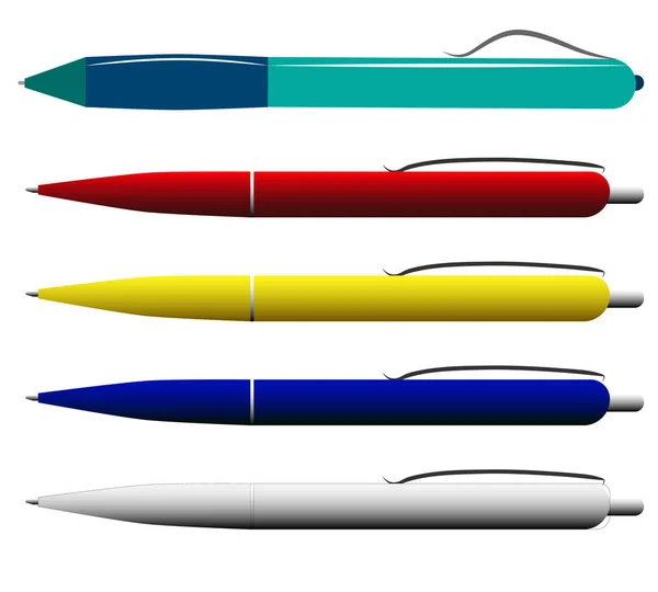 Flerfärgade pennor på vit bakgrund, vektor illustration — Stock vektor