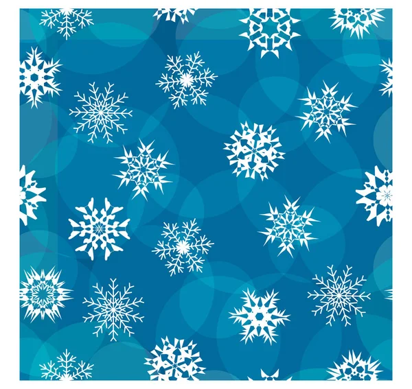 Fondo de copos de nieve en azul. vector patrón sin costura — Vector de stock