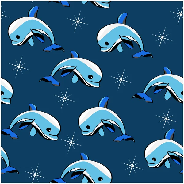 Marine pattern with dolphins. For fabric, baby clothes, backgrou — Stock Vector