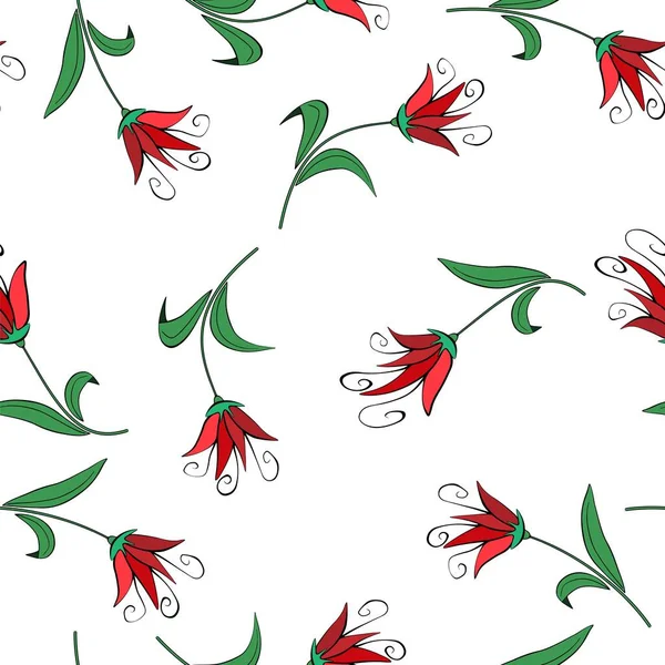 Abstrakte Rote Blume Auf Weißem Hintergrund Für Stoff Babybekleidung Hintergrund — Stockvektor