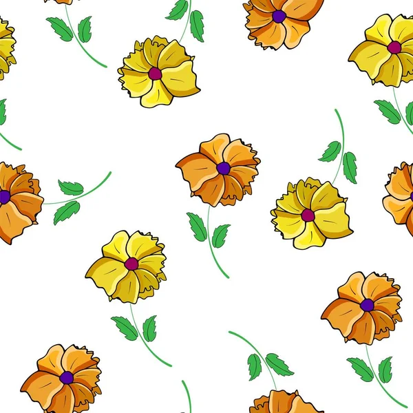 Gele Bloemen Een Witte Achtergrond Voor Stof Babykleding Achtergrond Textiel — Stockvector