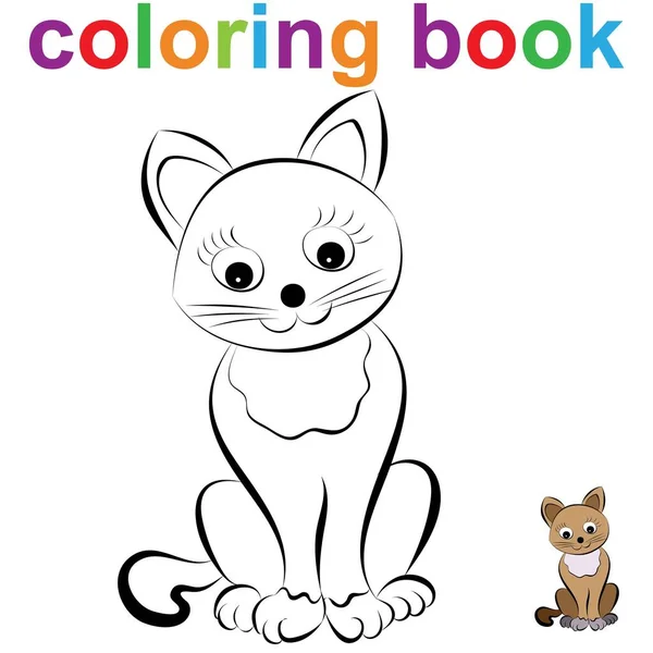 Plantilla Página Libro Para Colorear Con Lindo Gato Sentado Para — Archivo Imágenes Vectoriales