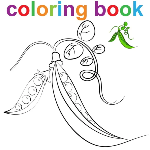 Desenho Página Livro Para Colorir Com Ervilhas Vagens Para Crianças — Vetor de Stock