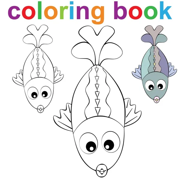 Malbuch Seitenvorlage Mit Blauen Fischen Für Kinder Vector Illustration Eps — Stockvektor