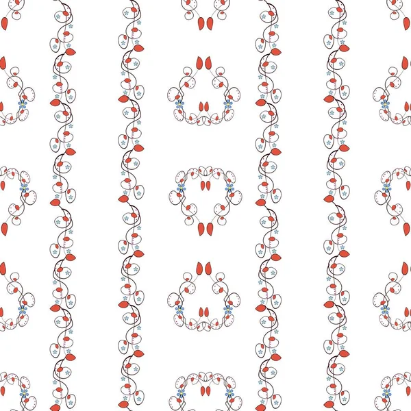 Ornement Fleurs Feuilles Sur Fond Blanc Pour Tissu Vêtements Bébé — Image vectorielle
