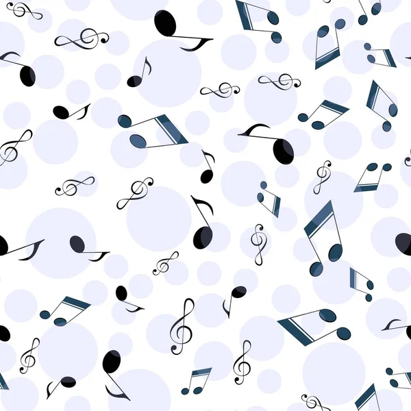 Music Notes Treble Clef Scattered White Background Circles Abstract Music — Stock Vector