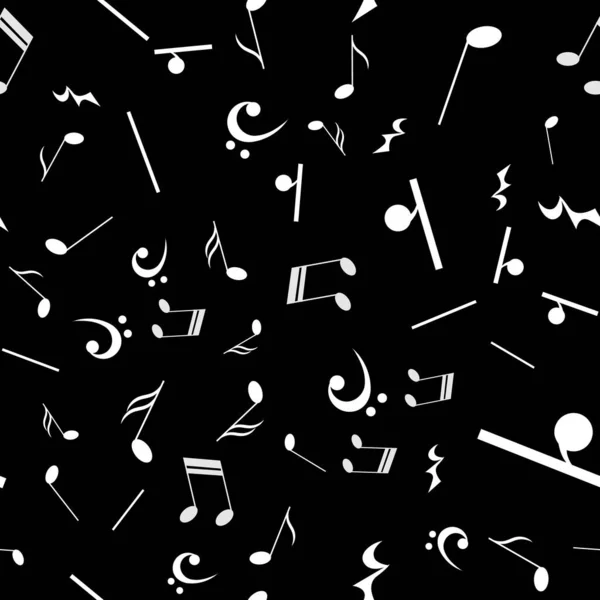 White Notes Musical Notes Black Background — Stock Vector