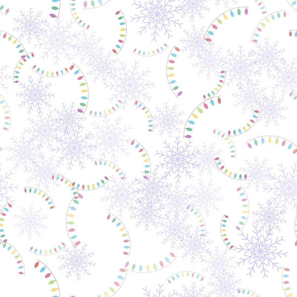 Transparente Schneeflocken Und Girlanden Auf Weißem Hintergrund Design Für Dekor — Stockvektor