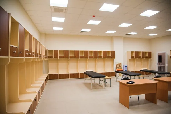 Empty football changing room at the stadium