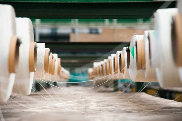 Industria Tessile Bobine Filati Filatoi Una Fabbrica Tessile — Foto Stock