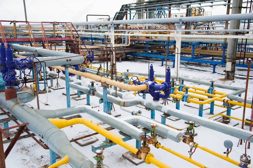 Oil and gas industry,refinery factory. Industrial installation in oil and gas production