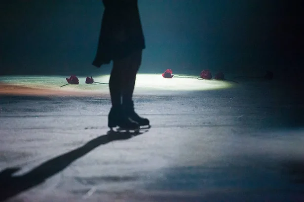 Patinaje Artístico Sobre Hielo Con Sombras Sobre Hielo —  Fotos de Stock