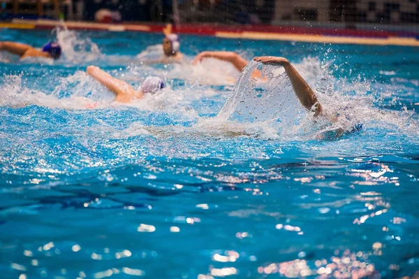 Waterpolo Actie Een Zwembad — Stockfoto