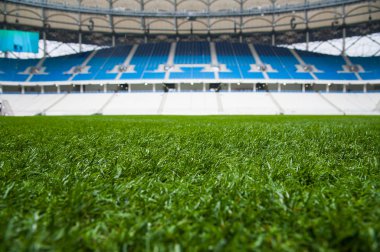 Panoramik futbol alan stadyum ve stadyum koltukları