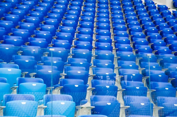 Tribune Fanoušků Stadionu Prázdná Modrá Místa Stadionu — Stock fotografie