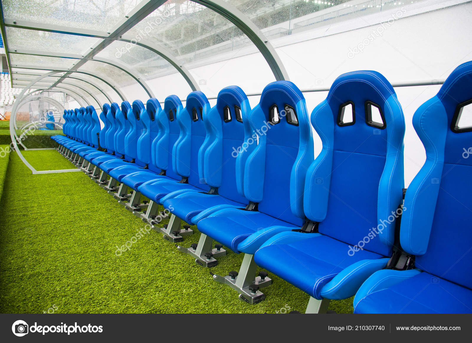 View Blue Bench Seat Chair Staff Coach Stadium Football