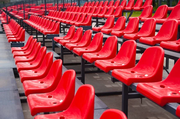 Tribune Fans Stade Sièges Rouges Vides Dans Stade — Photo