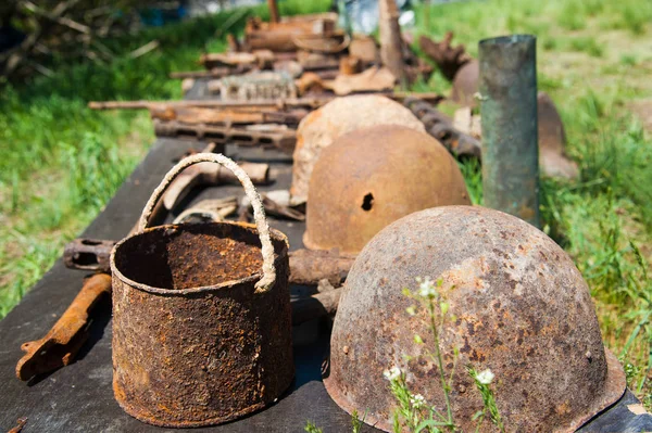 Objects found during excavations on the battlefield in World War II