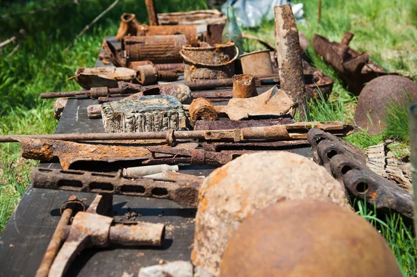 Objects found during excavations on the battlefield in World War II