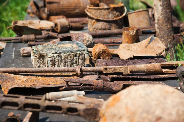 Objects found during excavations on the battlefield in World War II