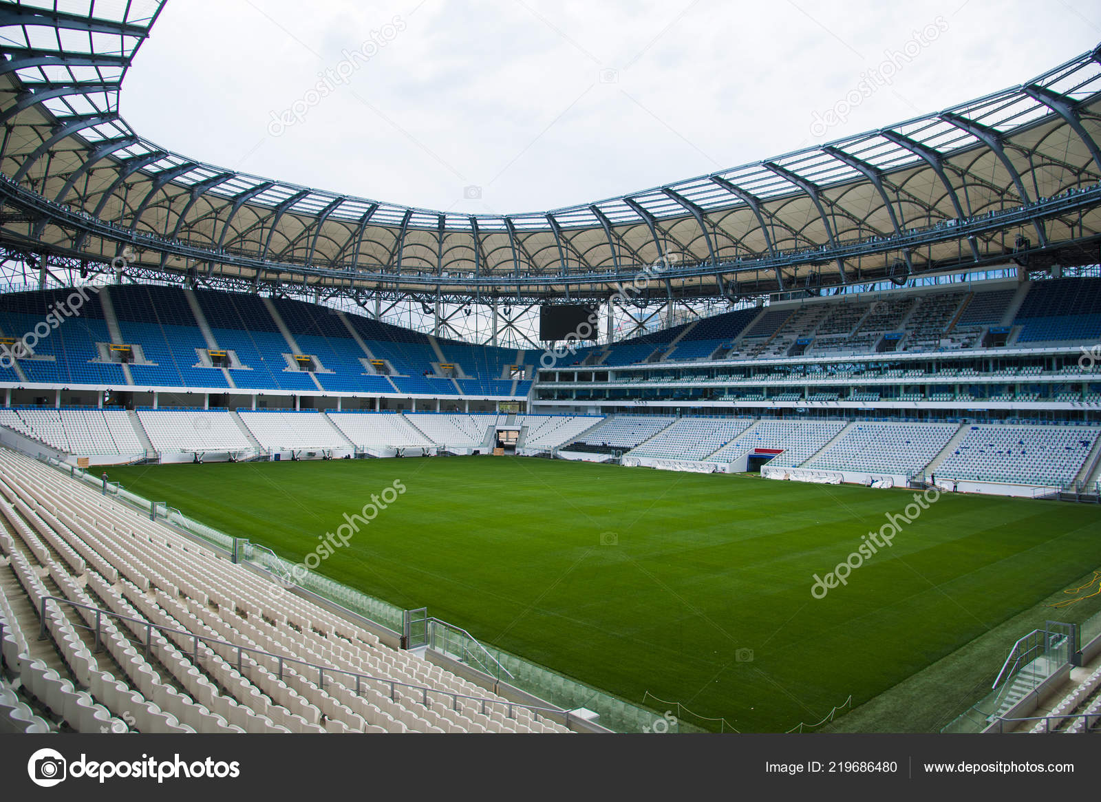 Panoramic View Soccer Field Stadium Stadium Seats Stock Photo Image By C Grigorenko
