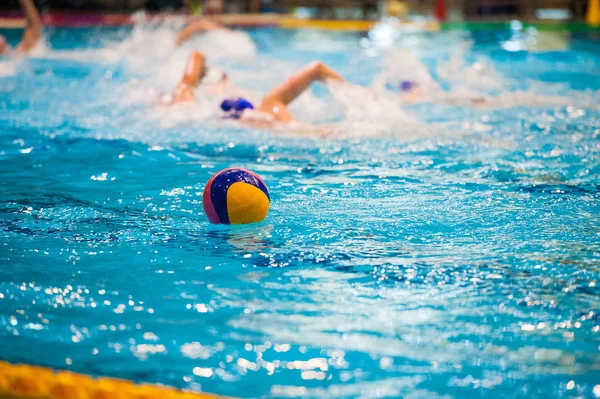 Water polo action in a swimming pool