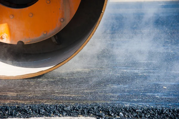 Road Rollers Working New Road Construction Site — Stock Photo, Image