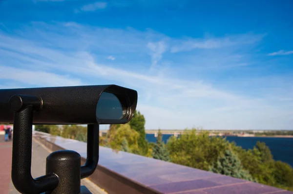 Observation deck with tourist binocular — Stock Photo, Image