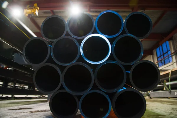 Production of plastic water pipes in the factory
