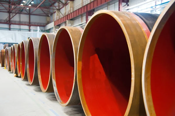 Fabricação de tubos de aço para o gasoduto submarino — Fotografia de Stock