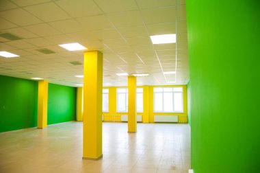 Empty clean hallway or corridor of interior classroom