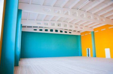 Empty clean hallway or corridor of interior classroom