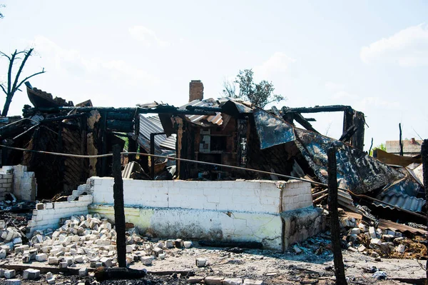 Romok Ház Után Nagy Katasztrófa Tűz — Stock Fotó