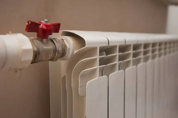 Radiatore Riscaldamento Radiatore Bianco Appartamento — Foto Stock