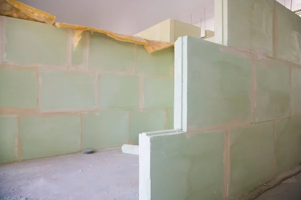 Construction Inachevée Chambre Vide Murs Blocs Béton Granulats Légers Avec — Photo