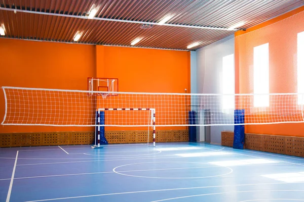 Шкільний Спортзал Приміщенні Ігровий Майданчик Баскетболу Волейболу Спорту — стокове фото