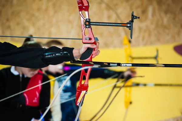 Tiro Con Arco Ejercicio Arquero Con Arco Deporte Concepto Recreativo — Foto de Stock