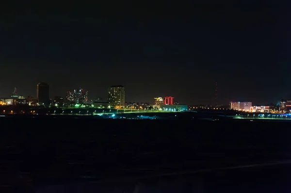 Panorama City Night River Foreground — Stock Photo, Image