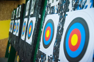 Okçuluk. Okçuluk aralığında okçuluk hedefinde oklar