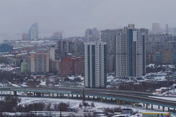 Vue Panoramique Ville Par Une Journée Nuageuse Hiver — Photo