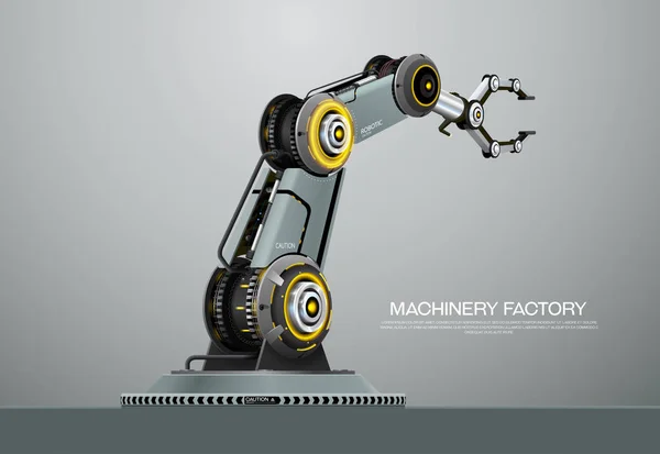 Endüstriyel Makine Robot Robot Kol Fabrika Vektör Çizim — Stok Vektör